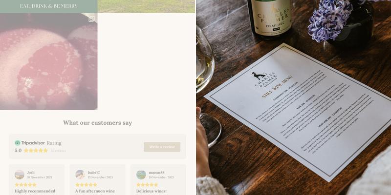 Charles Palmer Vineyards Menu