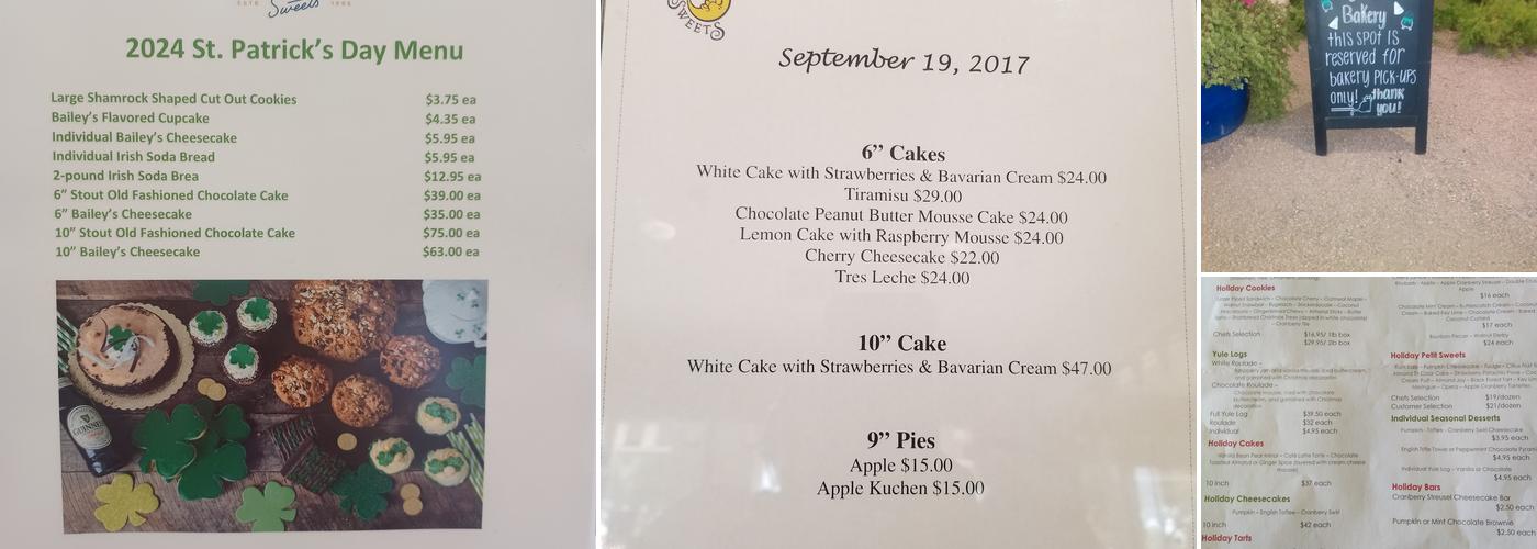 Honeymoon Sweets European Bakery Menu