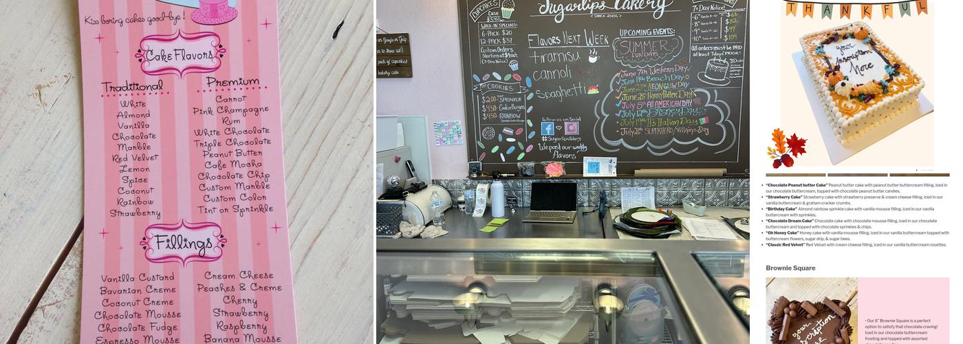 Sugarlips Cakery Menu