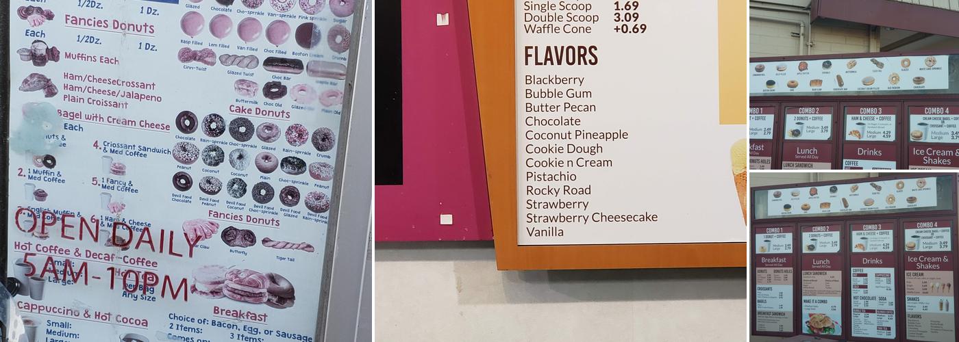 Bosa Donuts Menu