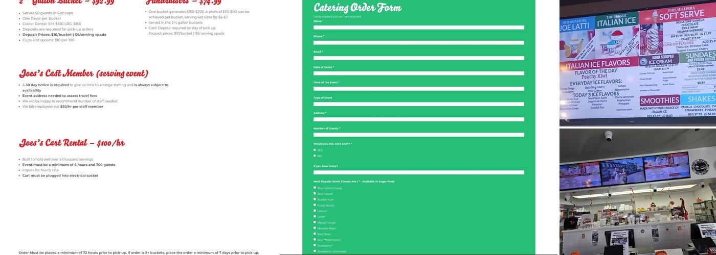 Joe's Italian Ice Menu