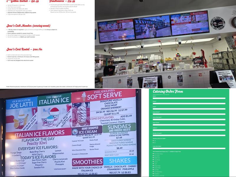 Joe's Italian Ice Menu