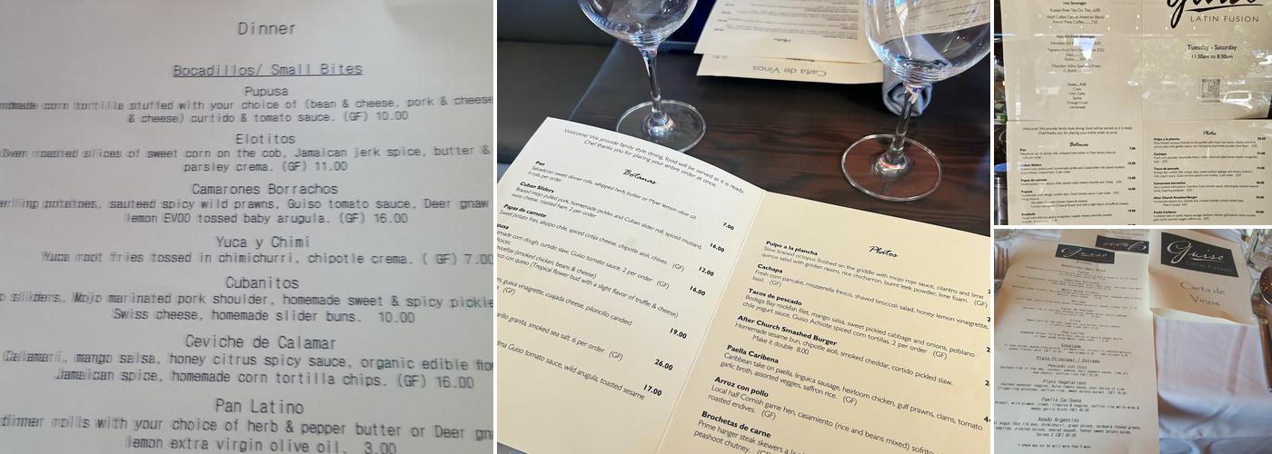 Guiso Latin Fusion Menu
