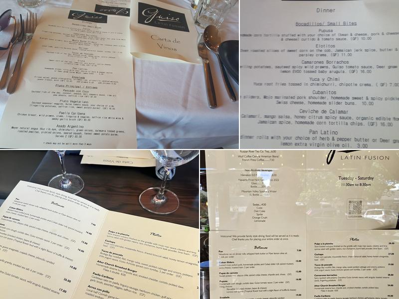 Guiso Latin Fusion Menu
