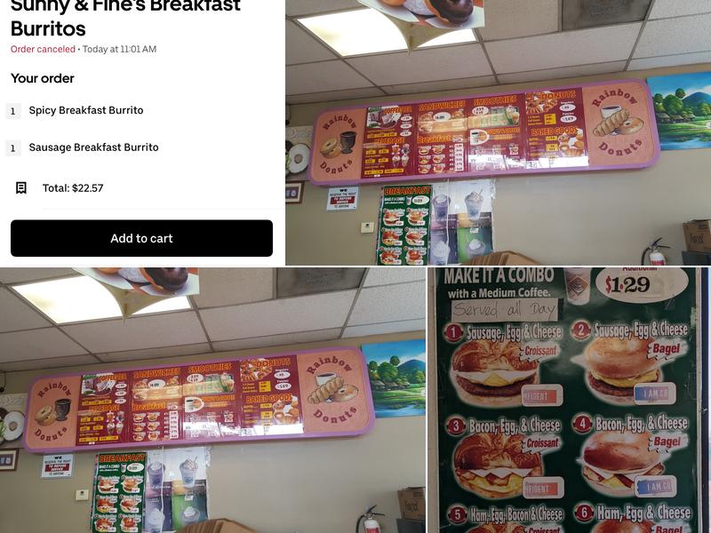 Rainbow Donuts Menu