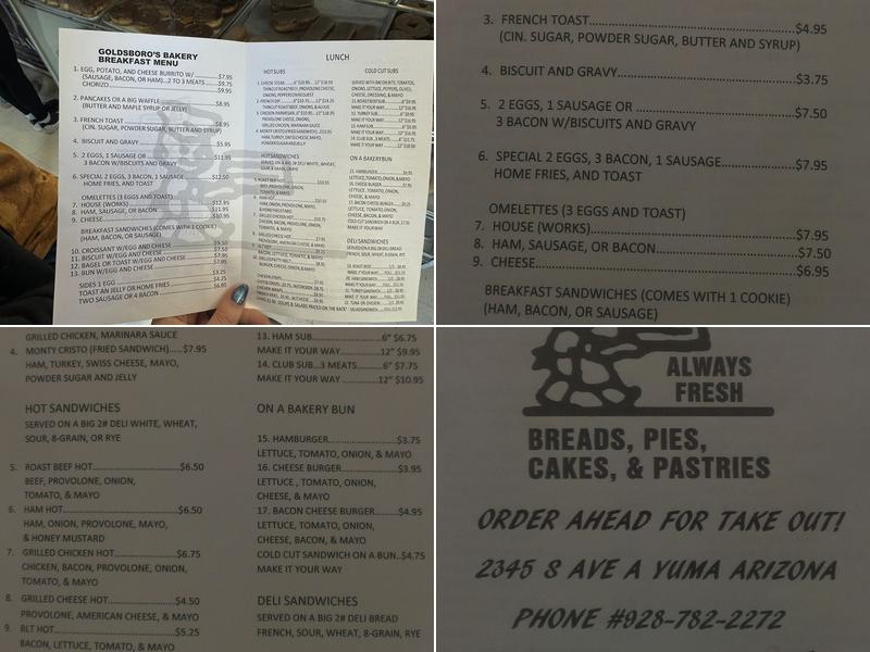 Goldsboro Bakery Menu