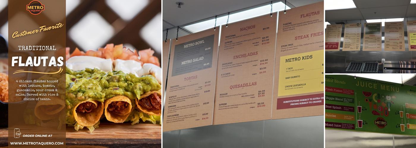 Metro Taquero Menu