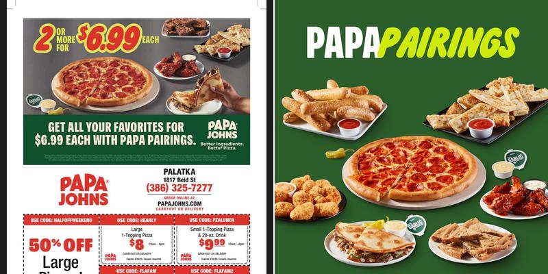 Papa Johns Pizza Menu