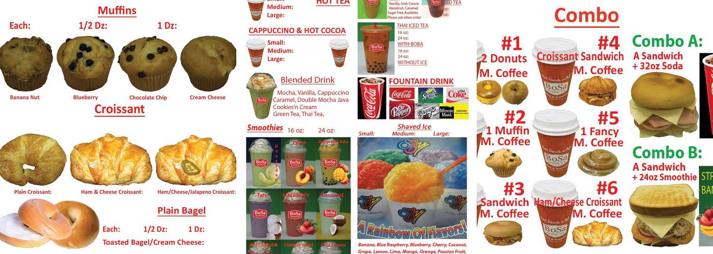 Bosa Donuts Menu