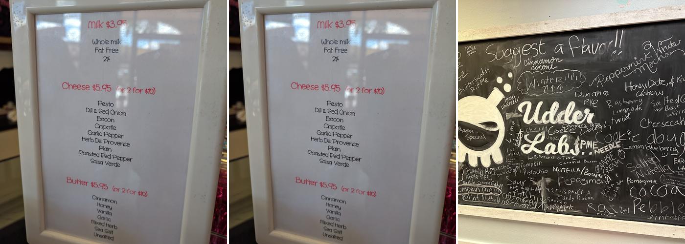 Udder Delights Menu