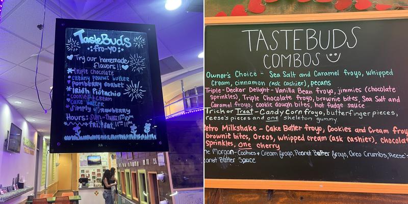 TasteBuds Frozen Yogurt Menu