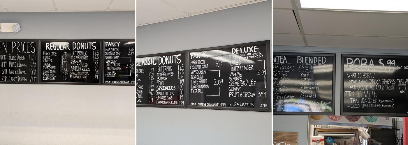 Original Rainbow Donuts Cafe Menu