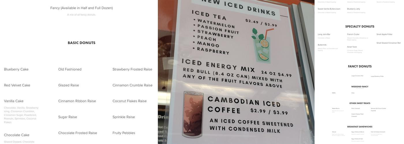 The Original Rainbow Donuts Menu