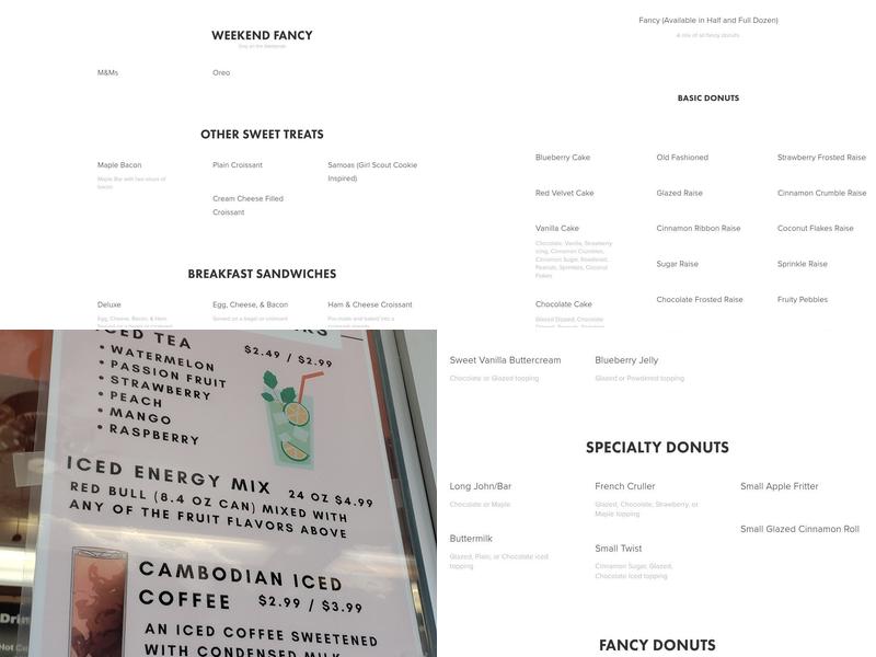 The Original Rainbow Donuts Menu