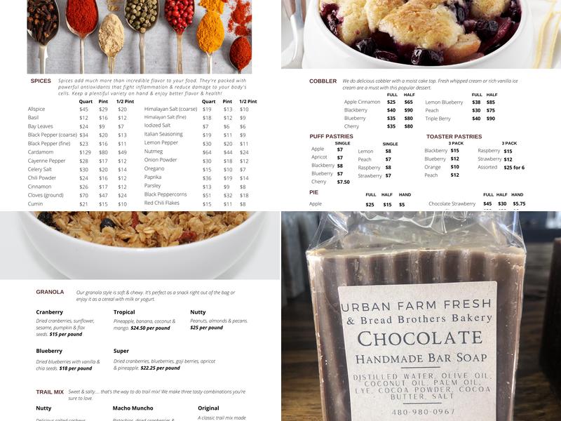Bread Brothers Bakery Menu