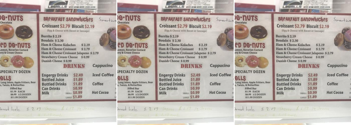 Crispy Donut Menu
