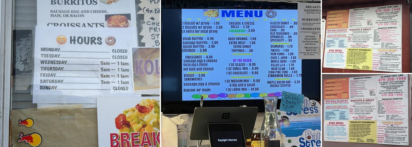 Daylight Donuts Menu