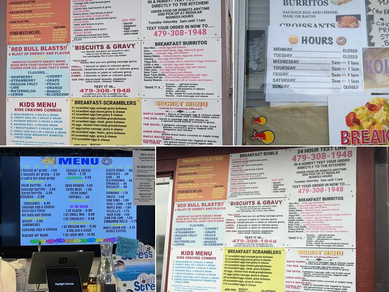 Daylight Donuts Menu