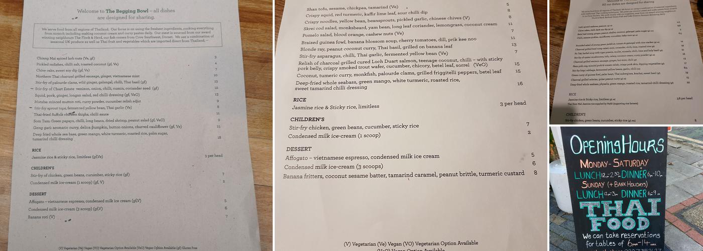 The Begging Bowl Menu