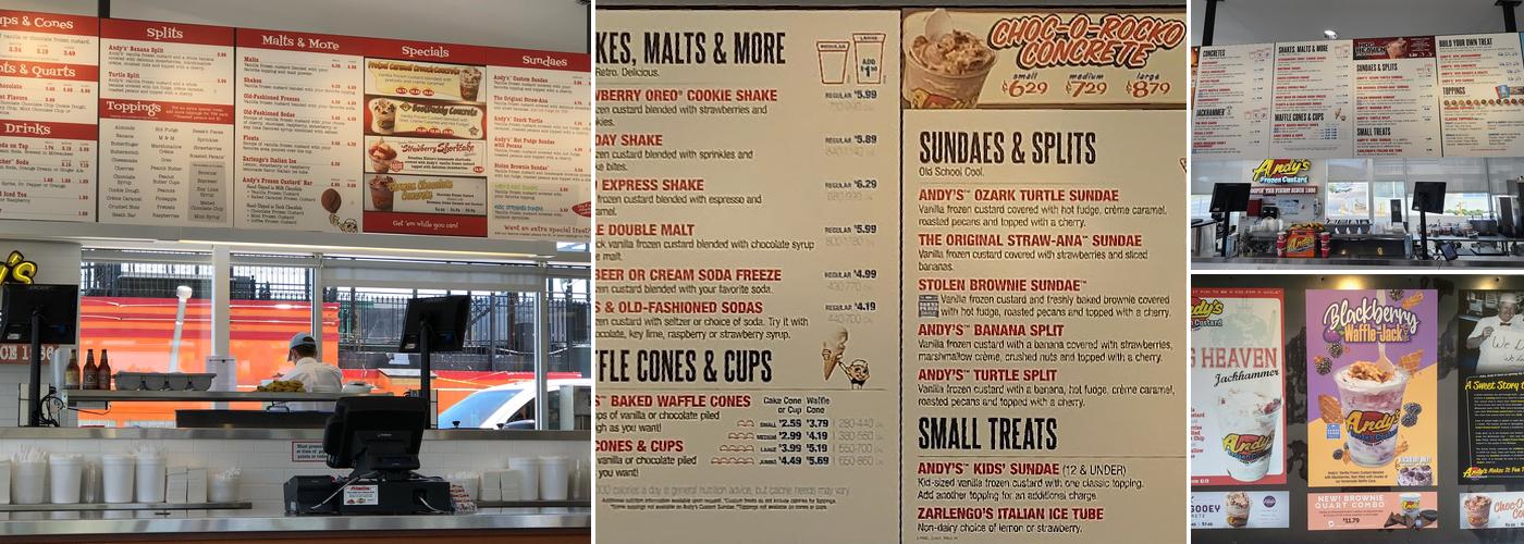 Andy's Frozen Custard Menu
