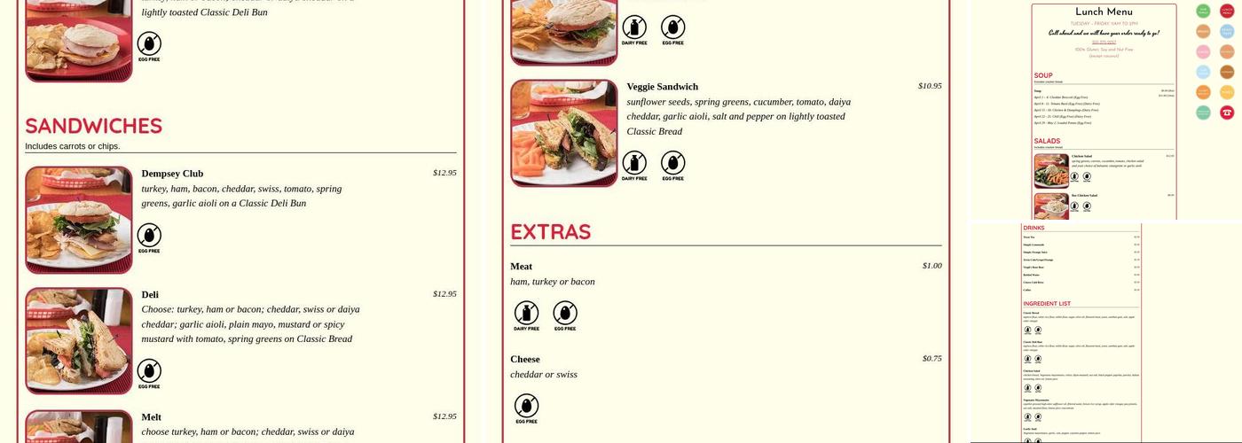 Dempsey Bakery Menu