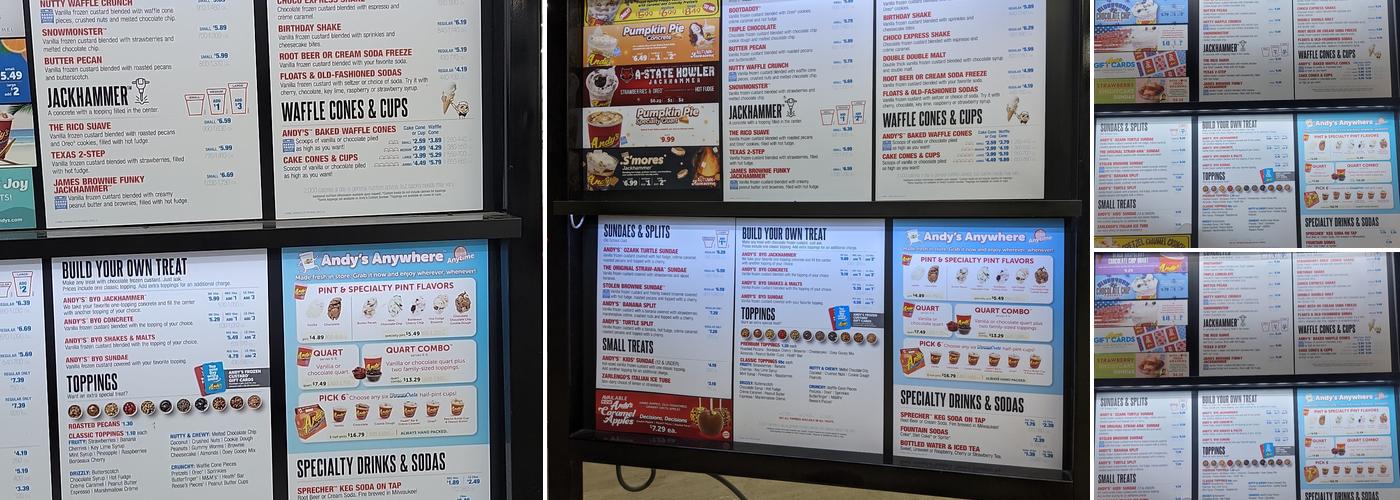 Andy's Frozen Custard Menu