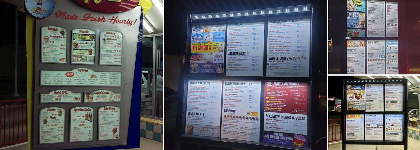 Andy's Frozen Custard Menu