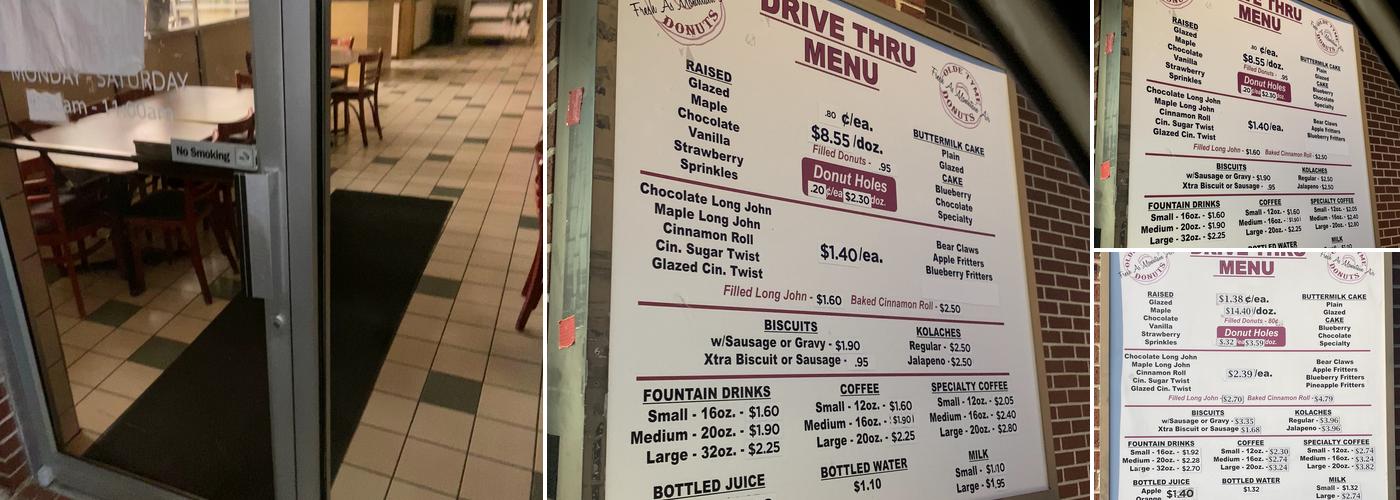 Olde Tyme Donuts Menu