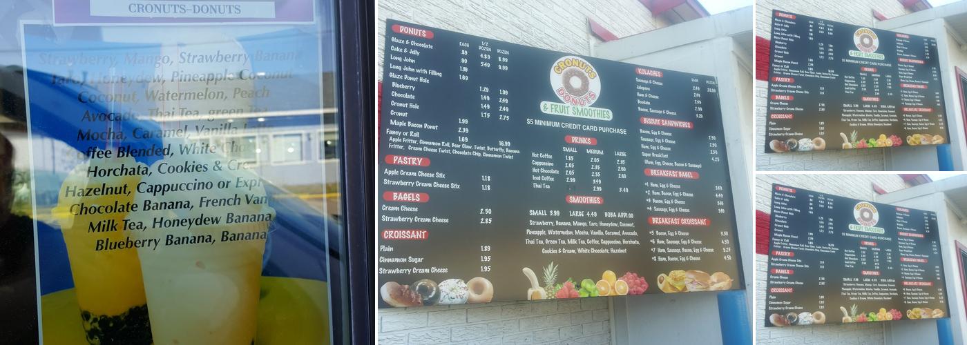 Cronut Donuts Menu