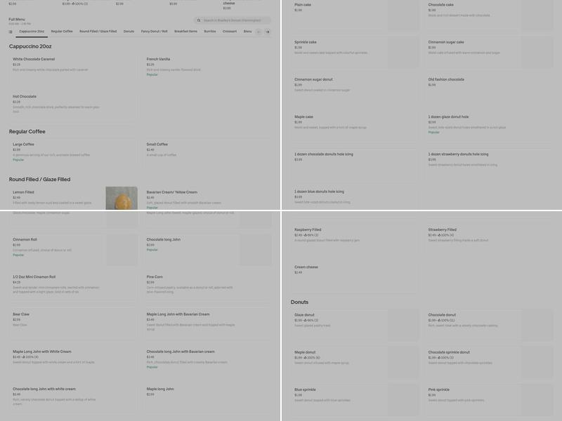 Bradley's Donuts Menu