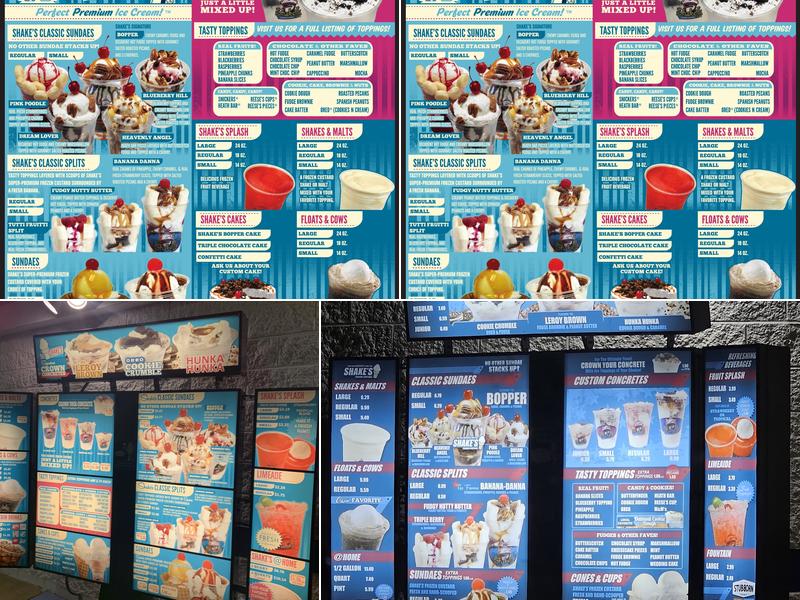 Shake's Frozen Custard Menu