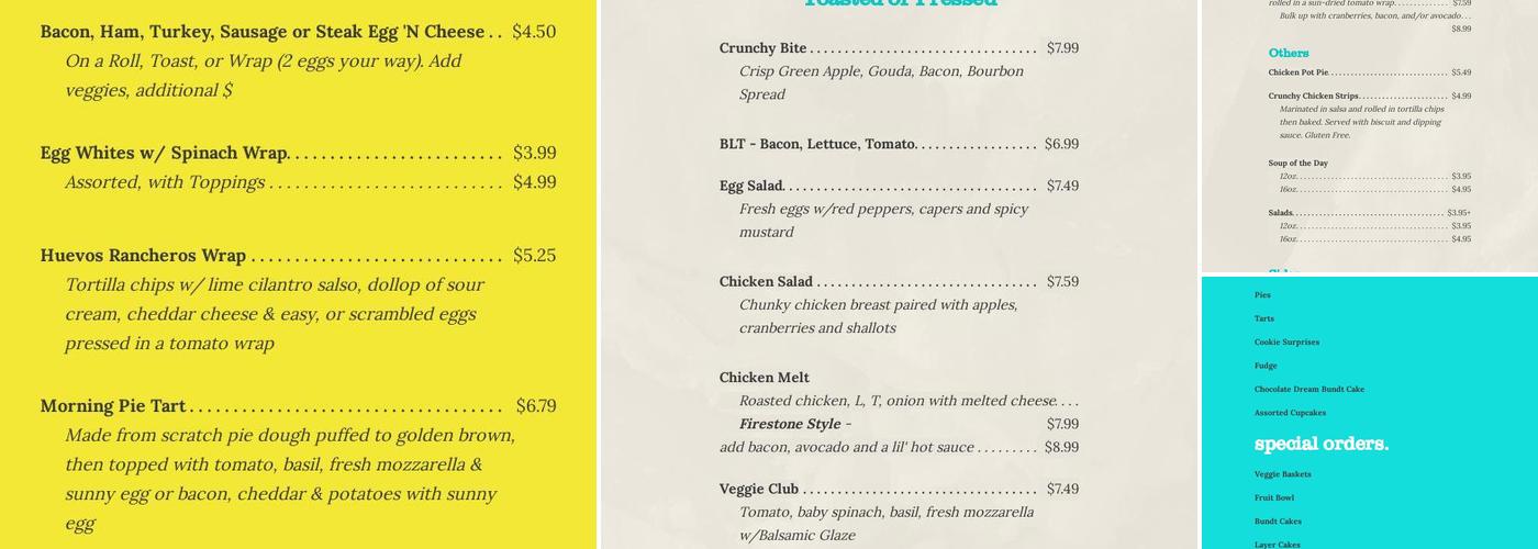 Leisha's Bakeria Menu