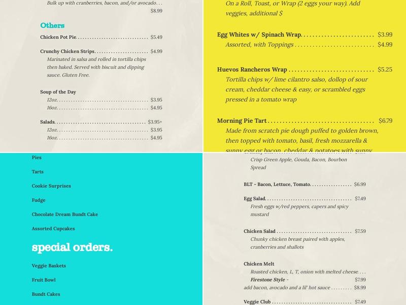 Leisha's Bakeria Menu