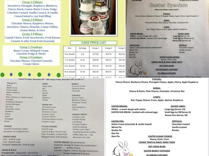 Icing On the Cake Bakery Menu