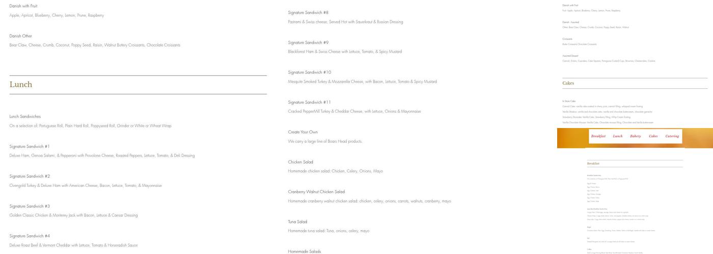 Chaves Bakery & Deli Menu