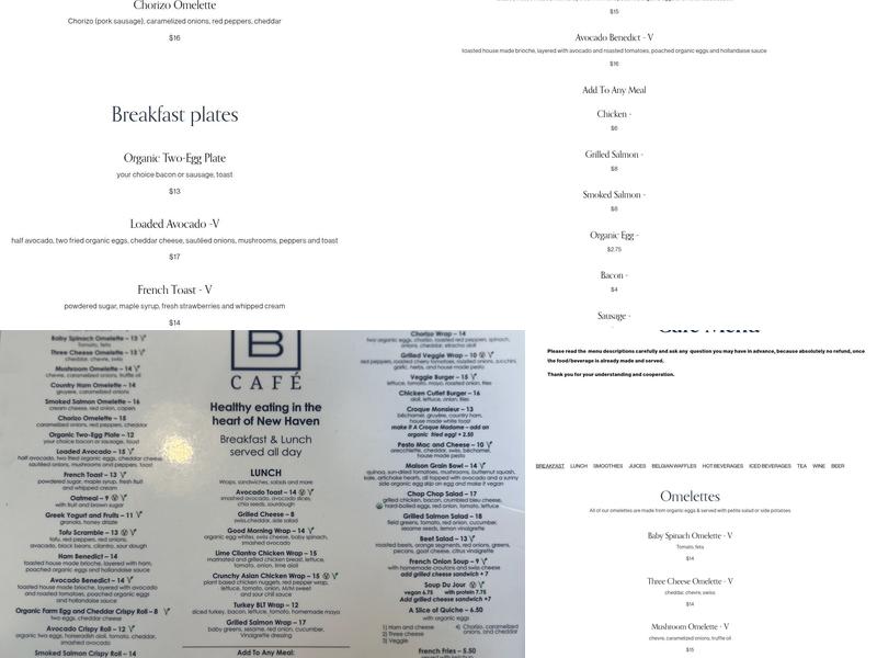 Maison B Café Menu