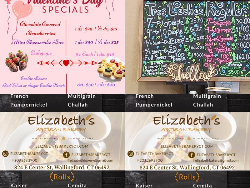 Elizabeth's Bakery Menu