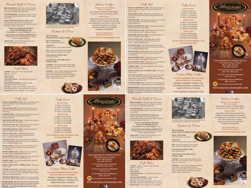 Mozzicato DePasquale Bakery & Pastry Shop Menu