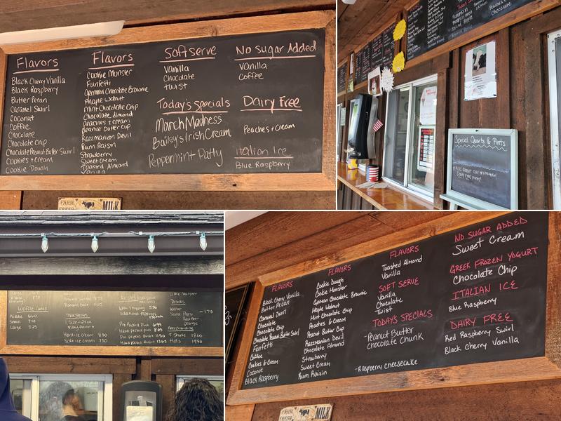 Rich Farm Ice Cream Shop Menu