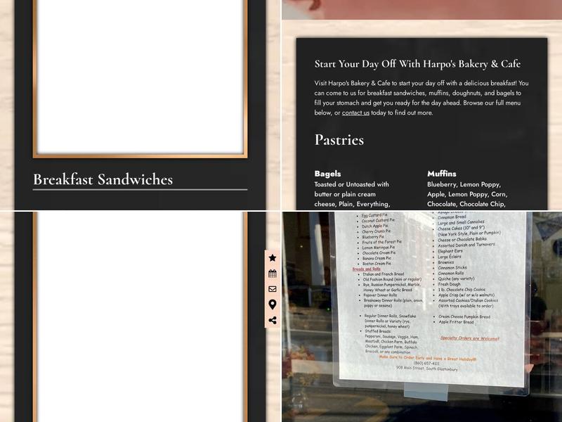 Harpo's Bakery Menu