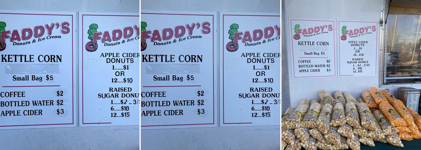 Faddy's Donuts Menu