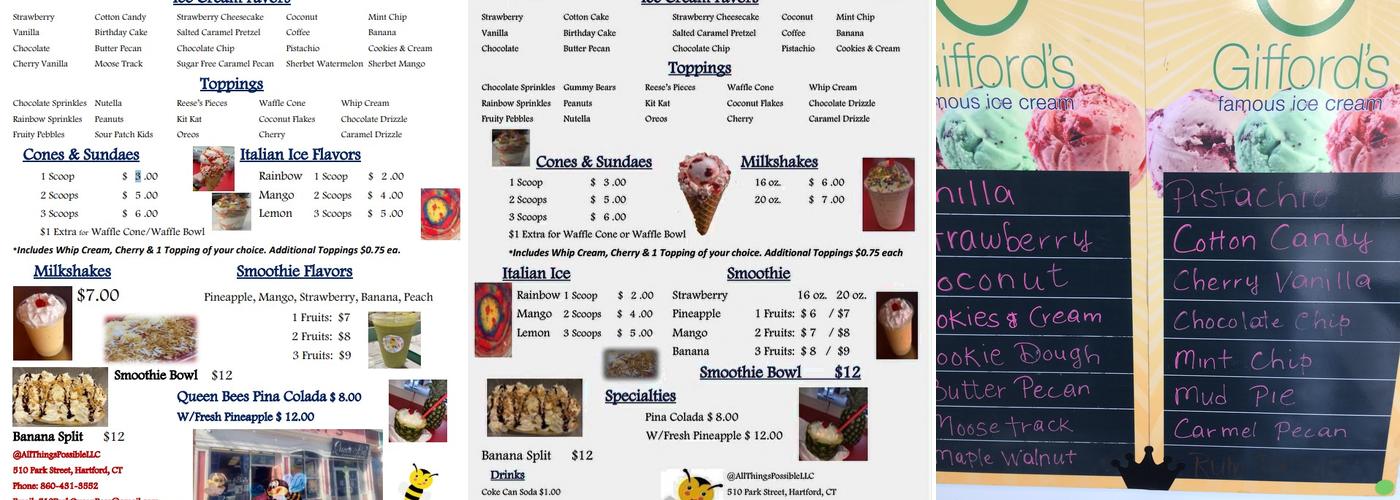 Queen Bee's Menu