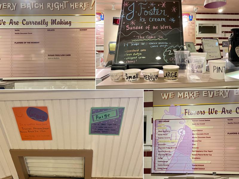 J Foster Ice Cream Menu