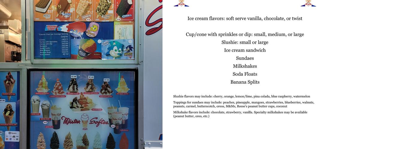 Mister Softee South CT Menu