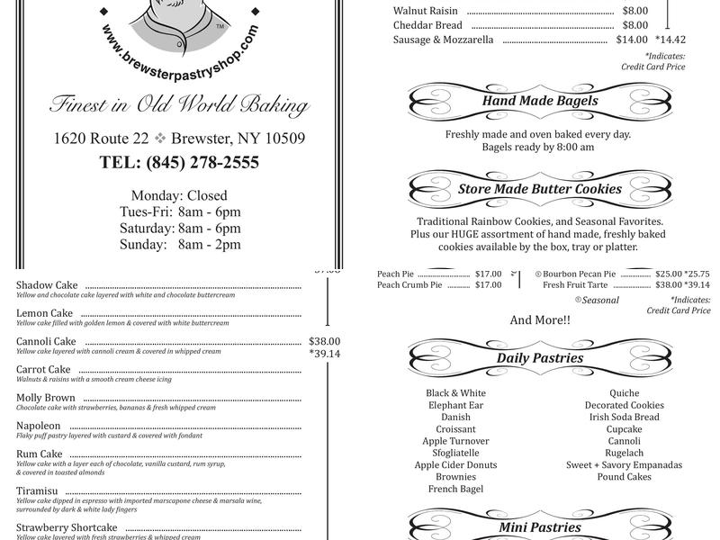 Brewster Pastry Menu