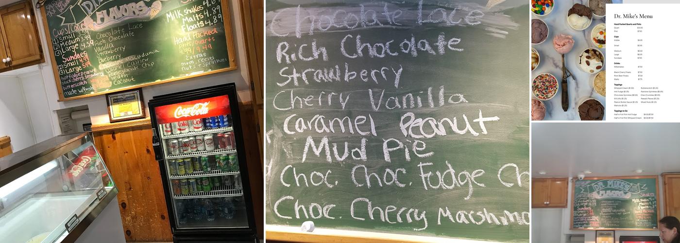 Dr Mike's Ice Cream Shop Menu