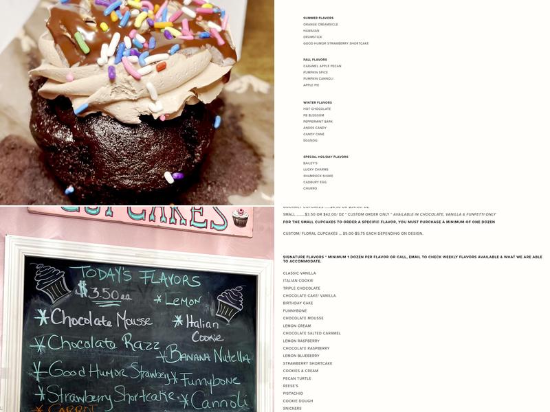 Sweet Mia's Gourmet Cupcakes Menu