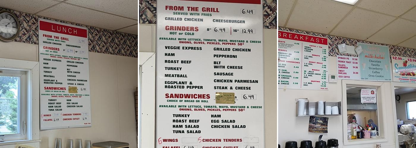 Luke's Donut Shop Inc Menu