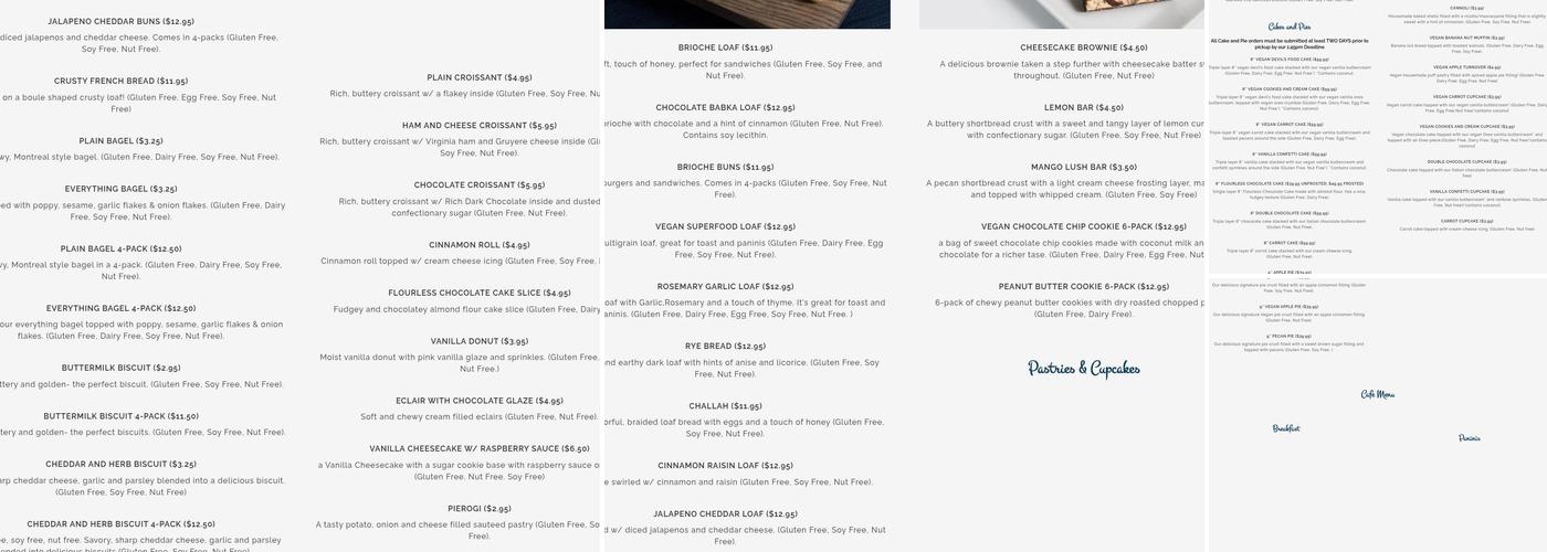 Rise Bakery Menu