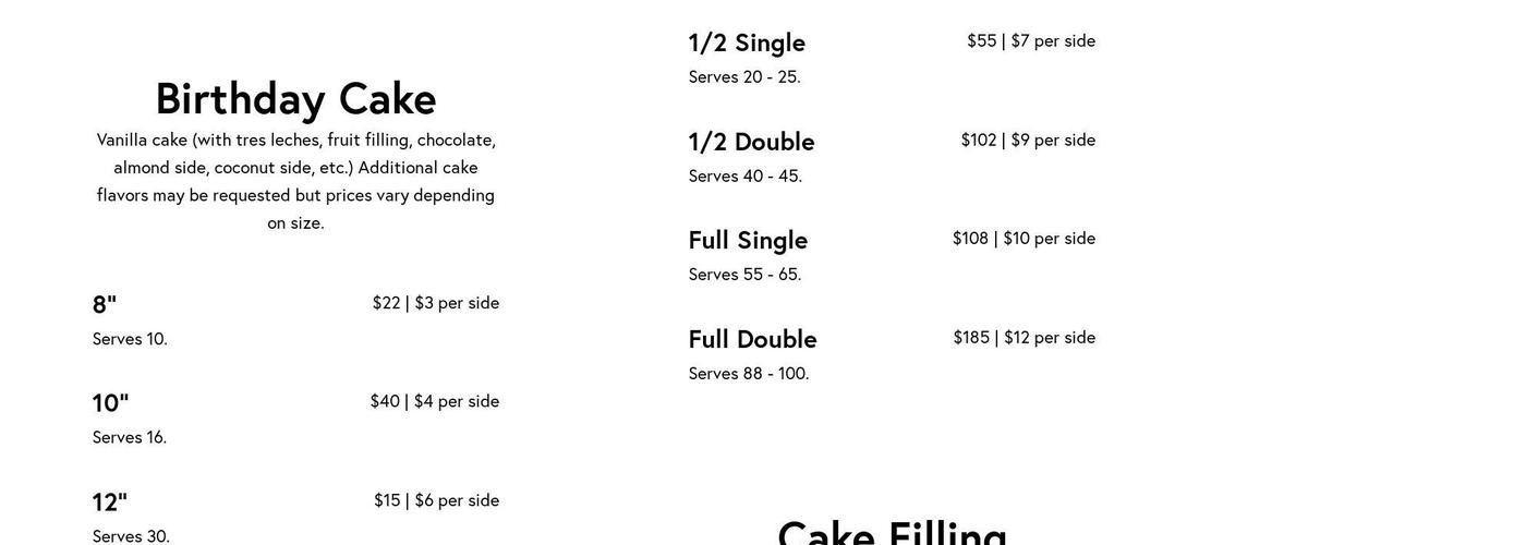 Kogibow Bakery Menu